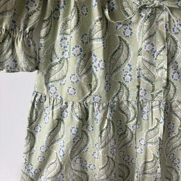 Hill House Home Ophelia Dress Eucalyptus Floral Green Midi Dress  Cottagecore - threedaughtersproperties.com